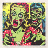 Zombie Couple Retro Comic Glasuntersetzer (Vorderseite)
