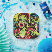 Zombie Couple Retro Comic Pappteller (Party)