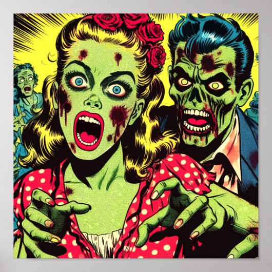 Zombie Couple Retro Comic Poster (Vorne)