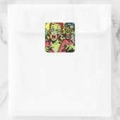 Zombie Couple Retro Comic Quadratischer Aufkleber (Tasche)