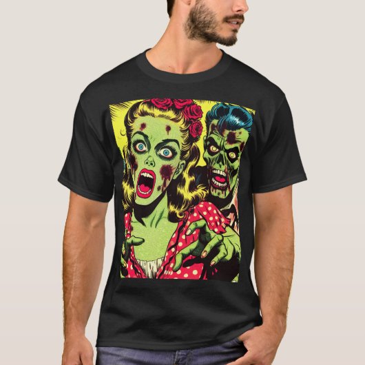 Zombie Couple Retro Comic T-Shirt (Vorderseite)