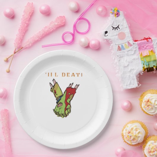Zombie Couple Till Death Do us Part Classic Pappteller (Party)