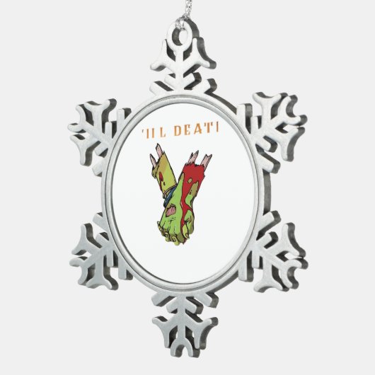 Zombie Couple Till Death Do us Part Classic Schneeflocken Zinn-Ornament (Rechts)