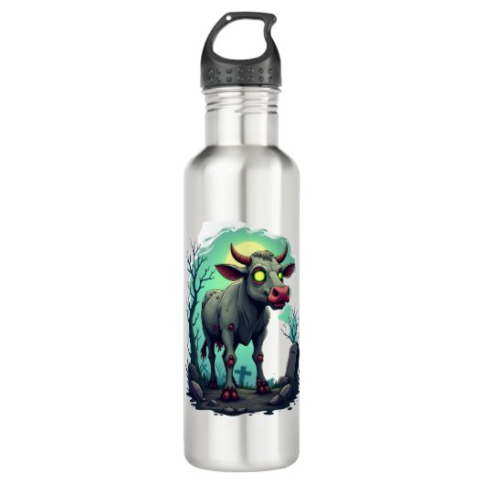 Zombie Cow Apokalypse Edelstahlflasche (Vorderseite)