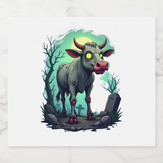 Zombie Cow Apokalypse Schaumweinetikett (Einzelnes Label)