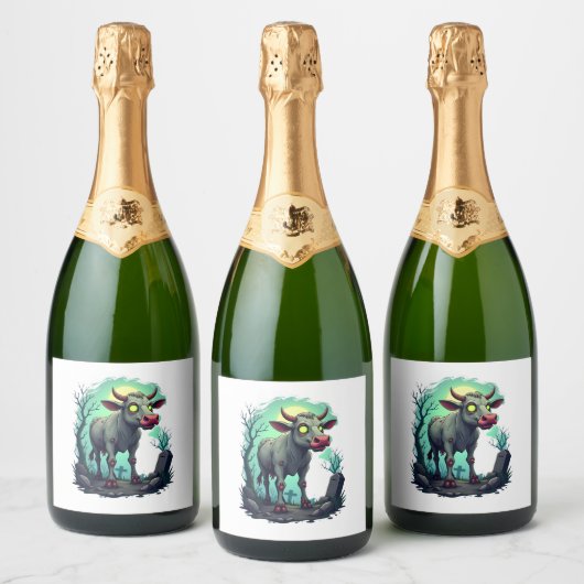 Zombie Cow Apokalypse Schaumweinetikett (Flaschen)