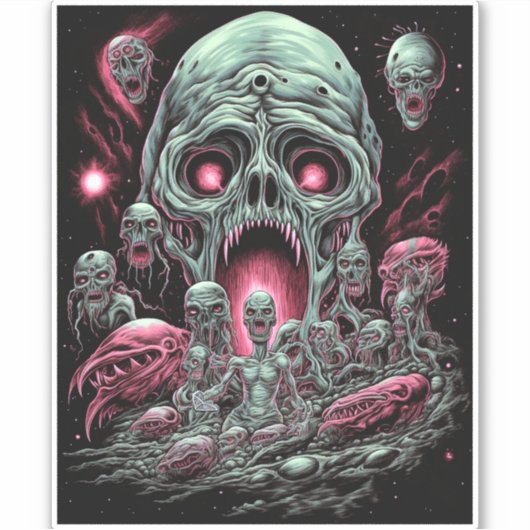 Zombie Creatures Sci-fi Horror Art Aufkleber (Vorderseite)