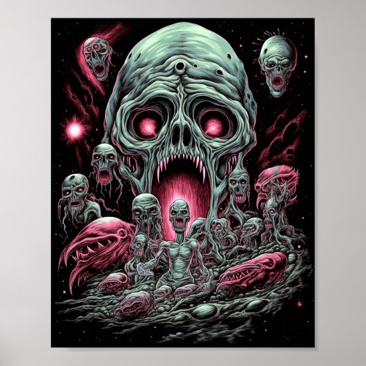 Zombie Creatures Sci-fi Horror Art Poster (Vorne)