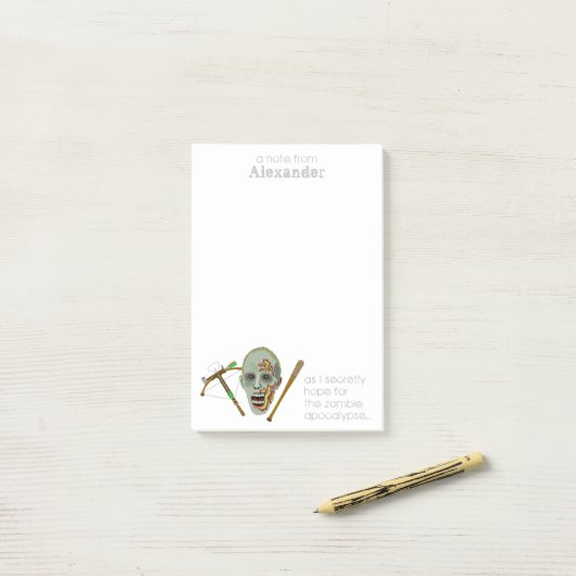 Zombie Crossbow Bat | Funny Apokalypse Notes Post-it Klebezettel (Auf Schreibtisch)