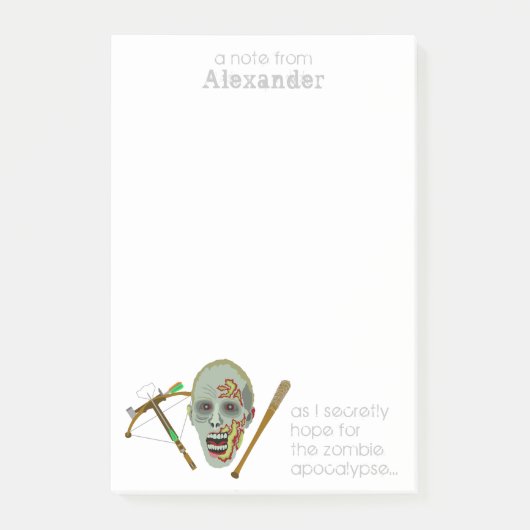 Zombie Crossbow Bat | Funny Apokalypse Notes Post-it Klebezettel (Vorderseite)