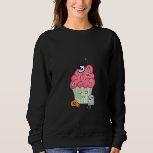 Zombie-Cupcake für Halloween Sweatshirt (Vorderseite)