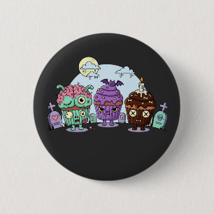 Zombie Cupcake Halloween Button
