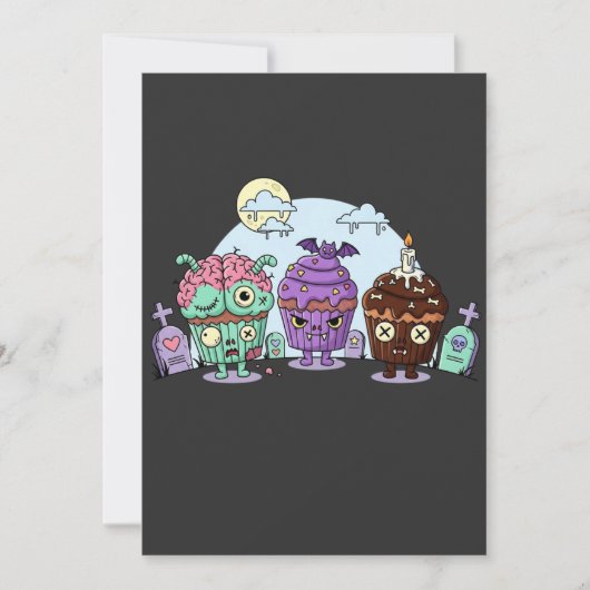 Zombie Cupcake Halloween Einladung (Vorderseite)