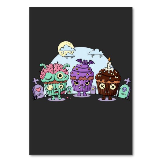 Zombie Cupcake Halloween Tischnummer (Vorderseite)