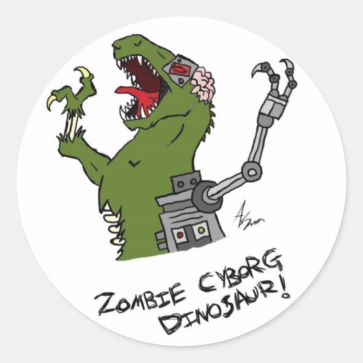 Zombie Cyborg Dinosaur Stickers (Vorderseite)