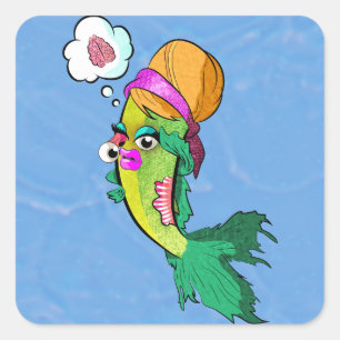 Zombie-Dame Fish Quadratischer Aufkleber