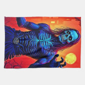 Zombie-Dämon in Stadtdesign Geschirrtuch (Horizontal)