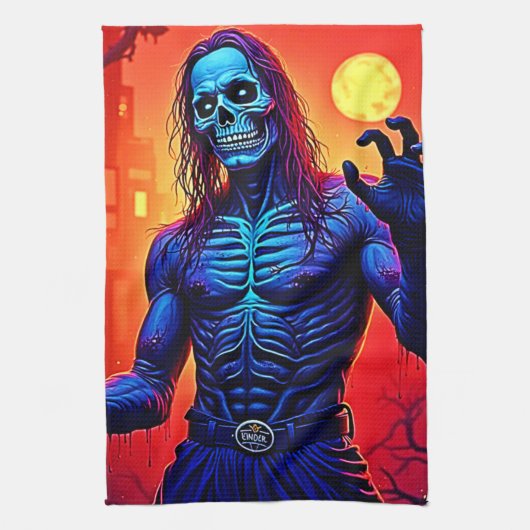 Zombie-Dämon in Stadtdesign Geschirrtuch (Vertikal)