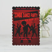 Zombie Dance Party Black & Orange Einladung (Stehend Vorderseite)