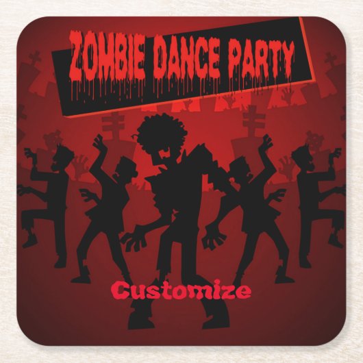 Zombie Dance Party Black & Orange Rechteckiger Pappuntersetzer (Vorderseite)