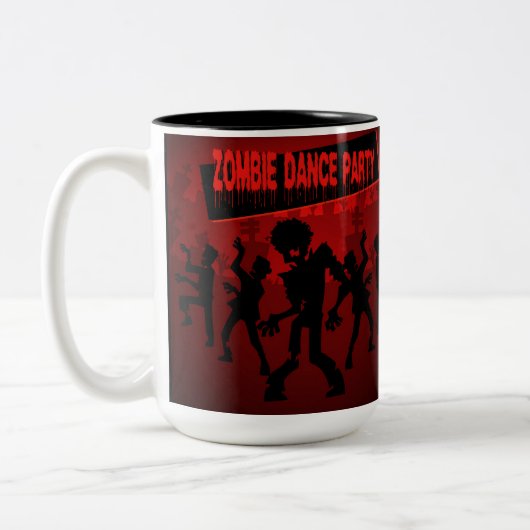 Zombie Dance Party Black & Orange Zweifarbige Tasse (Links)