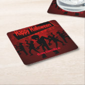 Zombie Dance Party Happy Halloween Rechteckiger Pappuntersetzer (angewinkelt)