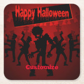 Zombie Dance Party Happy Halloween Rechteckiger Pappuntersetzer (Vorderseite)