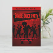 Zombie Dance Party Orange Einladung (Stehend Vorderseite)