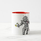Zombie-defektes Herz mit Blume Zweifarbige Tasse (Mittel)