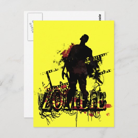 Zombie-Design in Schwarz und Rot Postkarte (Vorne/Hinten)