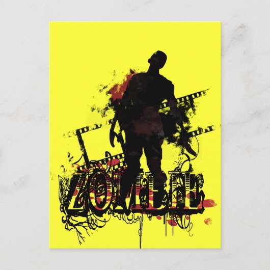 Zombie-Design in Schwarz und Rot Postkarte (Vorderseite)