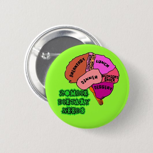 ZOMBIE-DIÄTETISCHER BEDARF: Gehirne! T-Shirts Button (Vorne & Hinten)