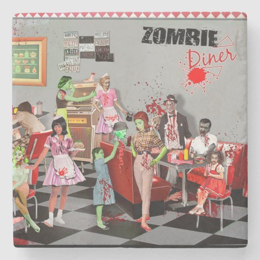 Zombie Diner Steinuntersetzer (Vorderseite)