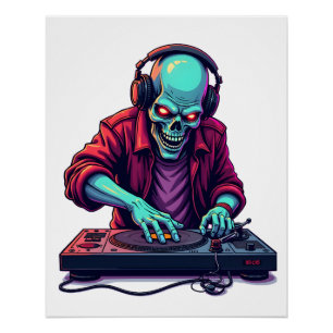 Zombie DJ � Musik Festival Halloween T-Shirt Poster
