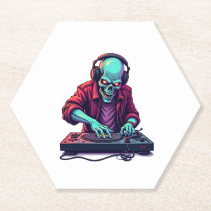Zombie-DJ � Musik-Festival-Halloween-T-Shirt Untersetzer