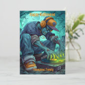 Zombie DJ Rave Halloween-Party Vibes Karte (Stehend Vorderseite)