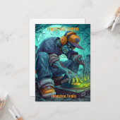 Zombie DJ Rave Halloween-Party Vibes Karte (Vorderseite/Rückseite Beispiel)