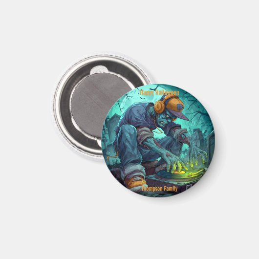 Zombie DJ Rave Halloween-Party Vibes Magnet (Vorderseite/Rückseite)