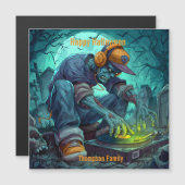 Zombie DJ Rave Halloween-Party Vibes Magnetkarte (Vorne/Hinten)