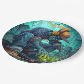 Zombie DJ Rave Halloween-Party Vibes Pappteller (Schrägansicht)