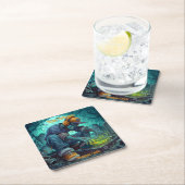 Zombie DJ Rave Halloween-Party Vibes Rechteckiger Pappuntersetzer (Vor Ort)