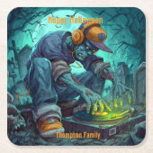 Zombie DJ Rave Halloween-Party Vibes Rechteckiger Pappuntersetzer (Vorderseite)