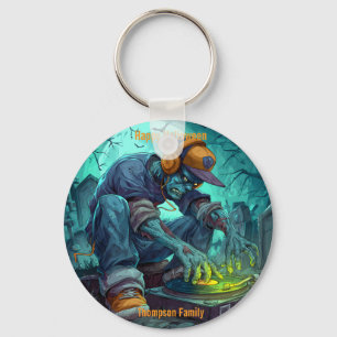 Zombie DJ Rave Halloween-Party Vibes Schlüsselanhänger