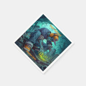 Zombie DJ Rave Halloween-Party Vibes Serviette (Ecke)