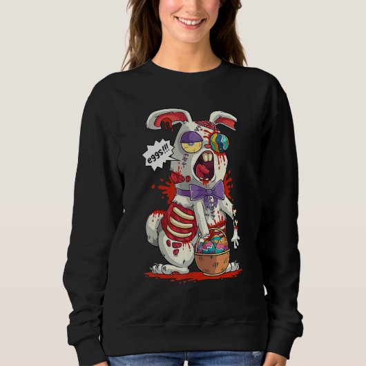 Zombie Easter Bunny Easter Egg Scary Easter Adult Sweatshirt (Vorderseite)