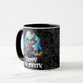 Zombie Eating Chocolate Happy Halloween Tasse (Vorderseite Links)