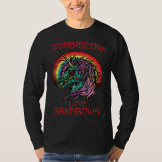 Zombie Einhorn Ich liebe Brainbows Halloween Gothi T-Shirt