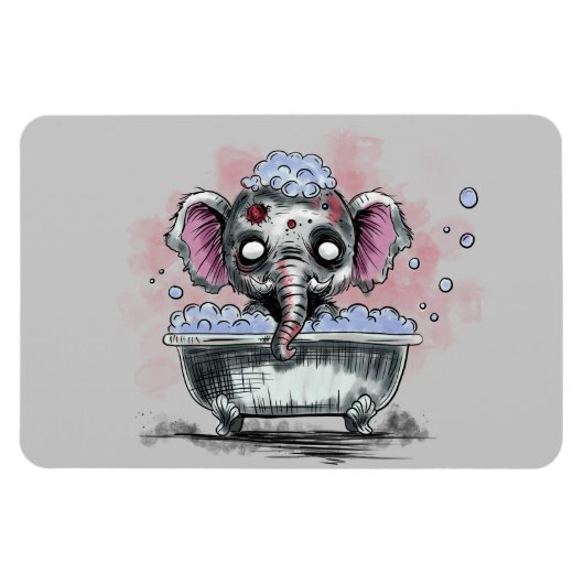 Zombie Elephant in einer Badewanne Magnet (Horizontal)