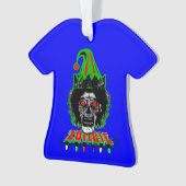 ZOMBIE ELF auf blau Ornament (Vorderseite)