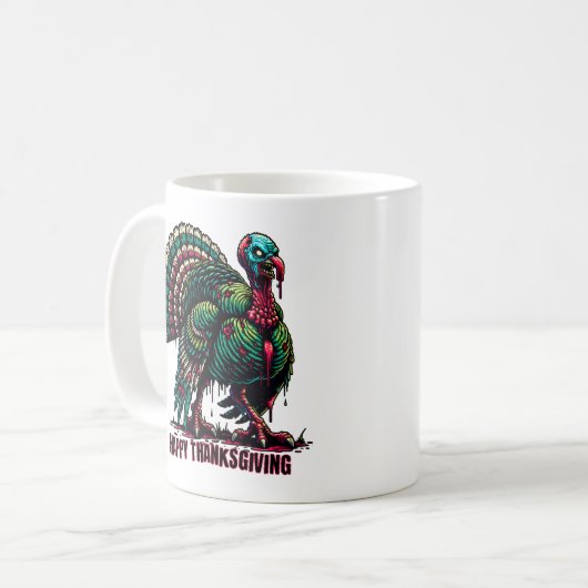 Zombie Erntedank Türkei Kaffeetasse (Vorderseite Links)